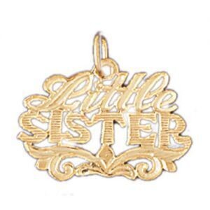 Dazzlers Jewelry Little Sister Pendant Necklace Charm Bracelet in Yellow, White or Rose Gold 9939, …