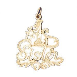 Dazzlers Jewelry Number One Sister Pendant Necklace Charm Bracelet in Yellow, White or Rose Gold 99…