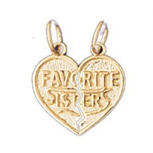 Dazzlers Jewelry Favorite Sisters Heart Pendant Necklace Charm Bracelet in Yellow, White or Rose Go…