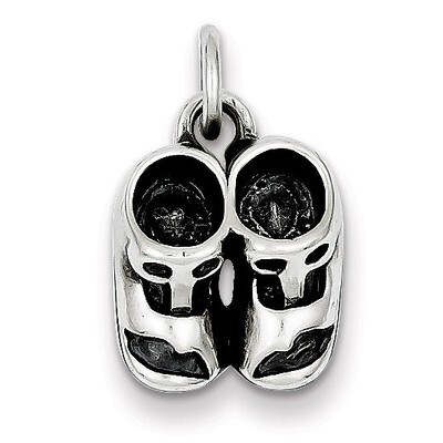 Baby Shoes Charm Antiqued Sterling Silver QC6049, MPN: QC6049, 883957914244