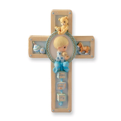 Precious Moments Blue Baby Cross Plaque GL491, MPN: GL491, 842181114240