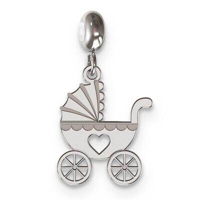 Memi Baby Carriage Charm Sterling Silver Rhodium-plated ME168-SS, MPN: ME168-SS,