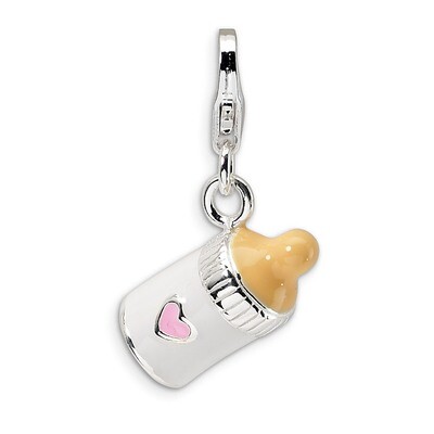 3-D Enameled Baby Bottle Charm Sterling Silver QCC170 by Amore La Vita, MPN: QCC170, 883957331270