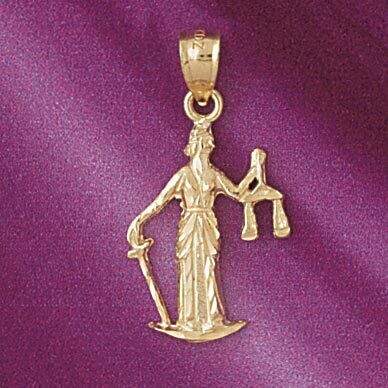 Dazzlers Jewelry Justice Statue Pendant Necklace Charm Bracelet in Yellow, White or Rose Gold 4677,…