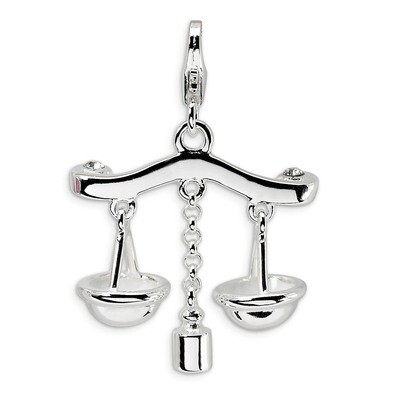 3-D Enameled Scales of Justice Charm Sterling Silver QCC139 by Amore La Vita, MPN: QCC139, 88395733…