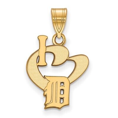 Detroit Tigers Large I love Logo Pendant Gold-plated Silver GP020TIG, MPN: GP020TIG, 886774925325