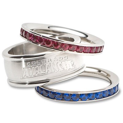 Colorado Avalanche Team Logo Ring Set Size 8 Crystal Stacked AVA035CR-SZ8