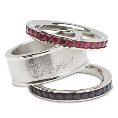 Atlanta Braves Team Logo Ring Set Size 8 Crystal Stacked BRA035CR-SZ8