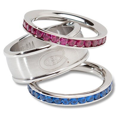 Montreal Canadiens Team Logo Ring Set Size 7 Crystal Stacked CAN035CR-SZ7