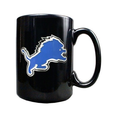 Detroit Lions 15oz Black Ceramic Mug GC142, MPN: GC142, 89006591934