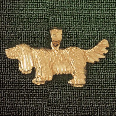 Dazzlers Jewelry Spaniel Dog Pendant Necklace Charm Bracelet in Yellow, White or Rose Gold 2094, MP…