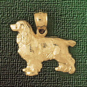 Dazzlers Jewelry Spaniel Dog Pendant Necklace Charm Bracelet in Yellow, White or Rose Gold 2092, MP…