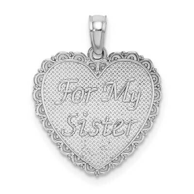 For My Sister We Are Friends Forever Heart Charm 14k White Gold K5207W, MPN: K5207W, 637218166749