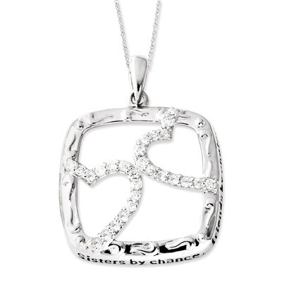 Diamond Sisters By Chance 18 Inch Hearts Necklace Sterling Silver Antiqued QSX440, MPN: QSX440, 886…