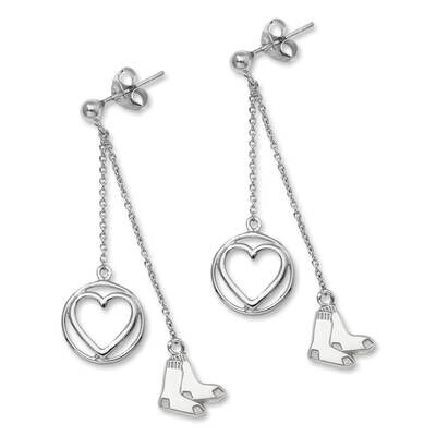 BOSTON RED SOX PAIR OF SOX 1/2 BELOVED HEART EARRINGS Sterling Silver RSO013BLERD-SS, MPN: RSO013BL…