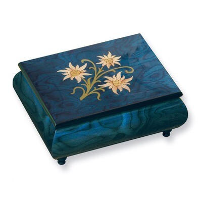 Blue Floral Inlay Music Box GM7517, MPN: GM7517, 802192924252