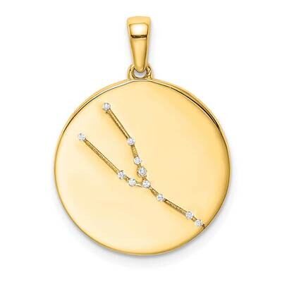Gold-Plated &amp; Cz Taurus Zodiac Pendant Sterling Silver QC9731GP, MPN: QC9731GP, 883957313450
