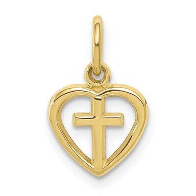 Cross In Heart Charm 10k Gold 10C1947, MPN: 10C1947,