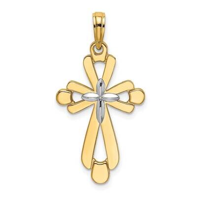 Polished Fancy Cross Charm Cross 14k Gold Rhodium K9153, MPN: K9153, 637218055197