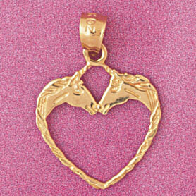 Dazzlers Jewelry Horse Heart Pendant Necklace Charm Bracelet in Yellow, White or Rose Gold 3882, MP…
