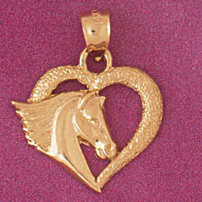 Dazzlers Jewelry Horse Heart Pendant Necklace Charm Bracelet in Yellow, White or Rose Gold 3890, MP…