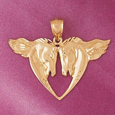 Dazzlers Jewelry Horse Heart Pendant Necklace Charm Bracelet in Yellow, White or Rose Gold 3889, MP…