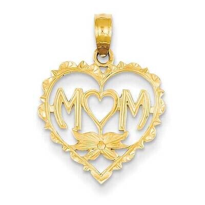 Mom in Heart with Heart Shaped O Pendant 14k Gold D3941, MPN: D3941, 637218032716