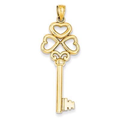 Triple Heart Key with Key to my Heart Pendant 14k Gold D3855, MPN: D3855, 637218009053