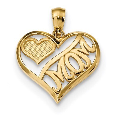 Mom &amp; Heart In Heart Pendant 14k Gold Polished K5891, MPN: K5891, 883957831060