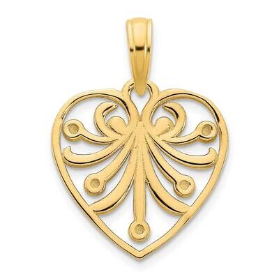 Fancy Heart Pendant 14k Gold D5006, MPN: D5006,