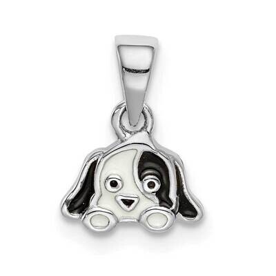 Childs Enameled Puppy Pendant Sterling Silver Rhodium-plated QC9668, MPN: QC9668, 886774006635