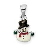 Childs Enameled Snowman Pendant Sterling Silver Rhodium-plated QC9670, MPN: QC9670, 883957919478