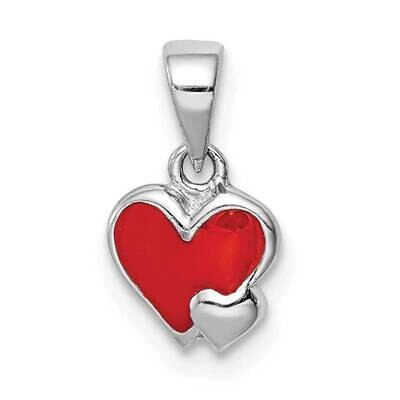 Childs Enameled Red Heart Pendant Sterling Silver Rhodium-plated QC9650, MPN: QC9650, 883957963693