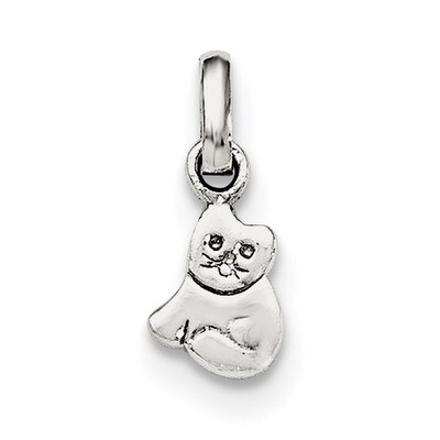 Child&#39;S Polished Kitty Cat Pendant Sterling Silver Rhodium-plated QP4050, MPN: QP4050, 191101193200