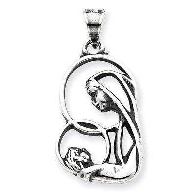 Blessed Mary &amp; Child Jesus Charm Sterling Silver QC4386, MPN: QC4386, 883957910956