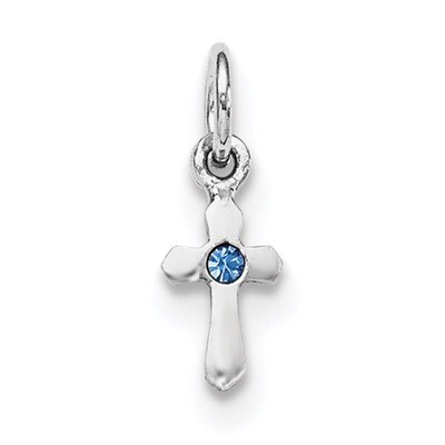 Child&#39;S Preciosca Crystal Dec Cross Pendant Sterling Silver Rhodium-plated QP4033DEC, MPN: QP4033DE…