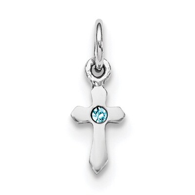 Child&#39;S Preciosca Crystal Mar Cross Pendant Sterling Silver Rhodium-plated QP4033MAR, MPN: QP4033MA…