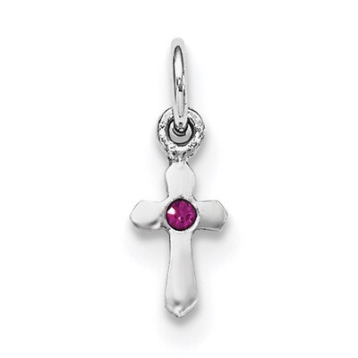Child&#39;S Preciosca Crystal July Cross Pendant Sterling Silver Rhodium-plated QP4033JUL, MPN: QP4033J…