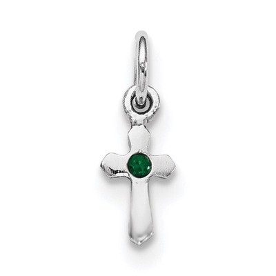 Child&#39;S Preciosca Crystal May Cross Pendant Sterling Silver Rhodium-plated QP4033MAY, MPN: QP4033MA…