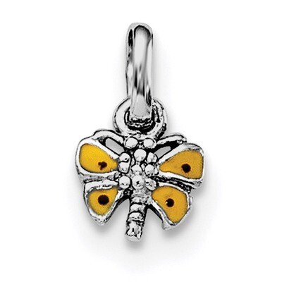 Child&#39;S Yellow Enameled Butterfly Pendant Sterling Silver Rhodium-plated QP4037, MPN: QP4037, 19110…