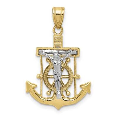 Two-Tone Diamond-Cut Mariner&#39;s Cross Pendant 10k Gold 10C3714, MPN: 10C3714,