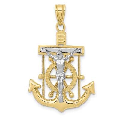 Two-Tone Diamond-Cut Mariner&#39;s Cross Pendant 10k Gold 10C3715, MPN: 10C3715,