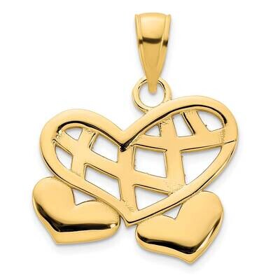 Fancy Hearts Pendant 14k Gold D5083, MPN: D5083,
