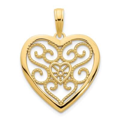 Fancy Heart Pendant 14k Gold D5040, MPN: D5040,