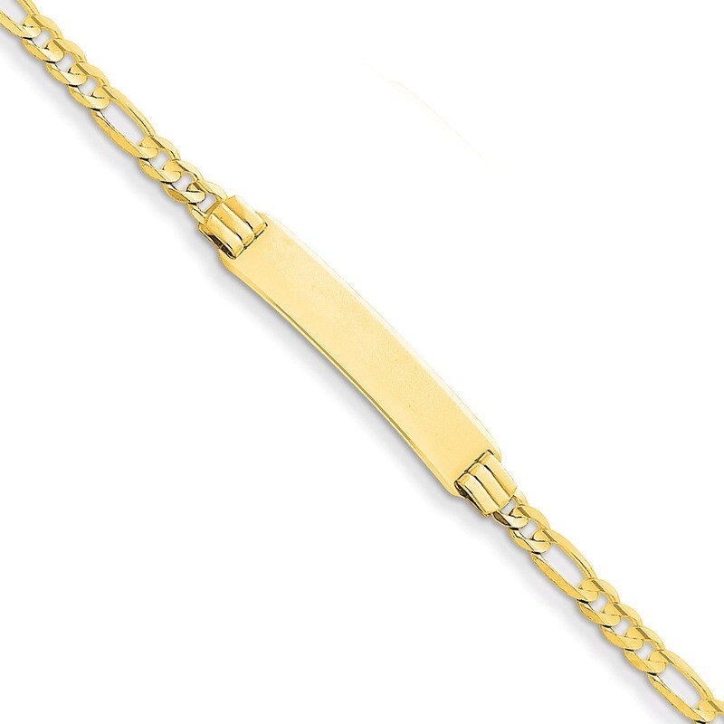 Figaro ID Bracelet 7 Inch 14k Gold Engravable - HomeBello