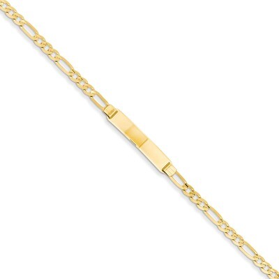 Figaro ID Bracelet 7 Inch 14k Gold FG100ID-7, MPN: FG100ID-7, 886774989976