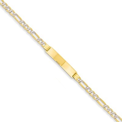 Pave Figaro ID Bracelet 7 Inch 14k Gold FW100ID-7, MPN: FW100ID-7, 886774990019