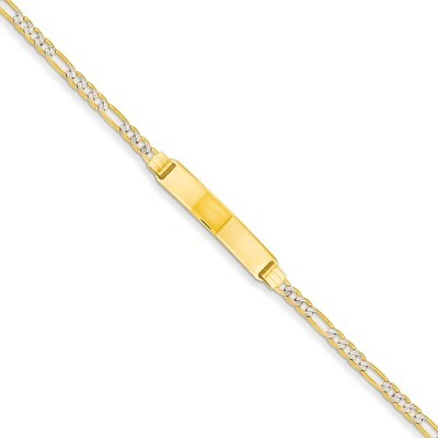 Pave Figaro ID Bracelet 7 Inch 14k Gold FW080ID-7, MPN: FW080ID-7, 886774990002