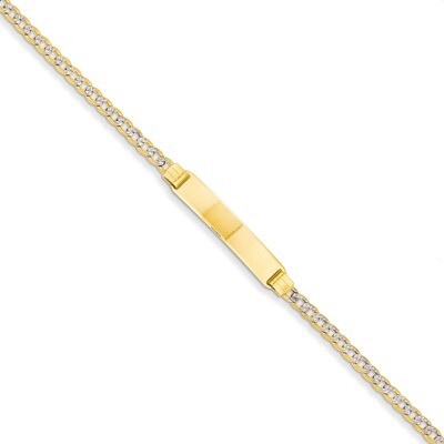 Pave Curb ID Bracelet 7 Inch 14k Gold PW080ID-7, MPN: PW080ID-7, 886774990026