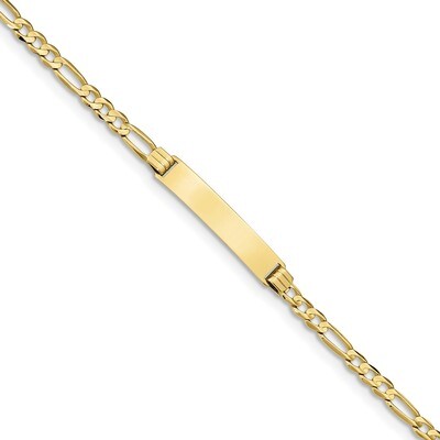 7 Inch Figaro Link ID Bracelet 10k Gold 10FG100ID-7, MPN: 10FG100ID-7, 191101596797